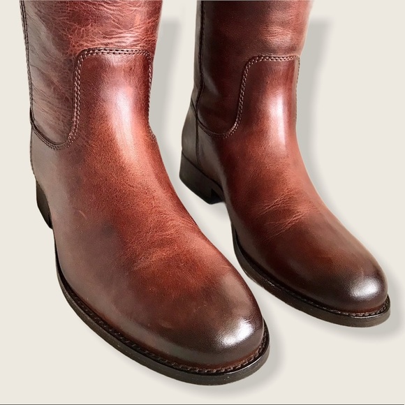 Frye Melissa Button 2 Redwood Leather Tall Boots - Picture 14 of 16